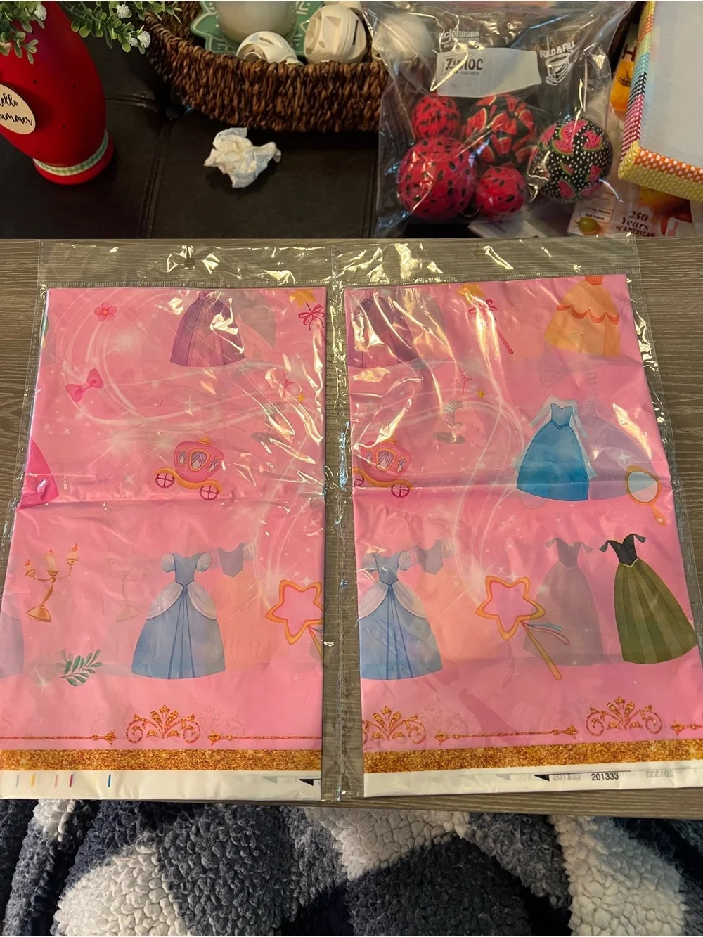 2 New Pink Princess Dress Party Tablecloth and Napkins - Home Party Supplies